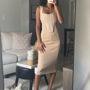 Asos linen corset nude mini dress
